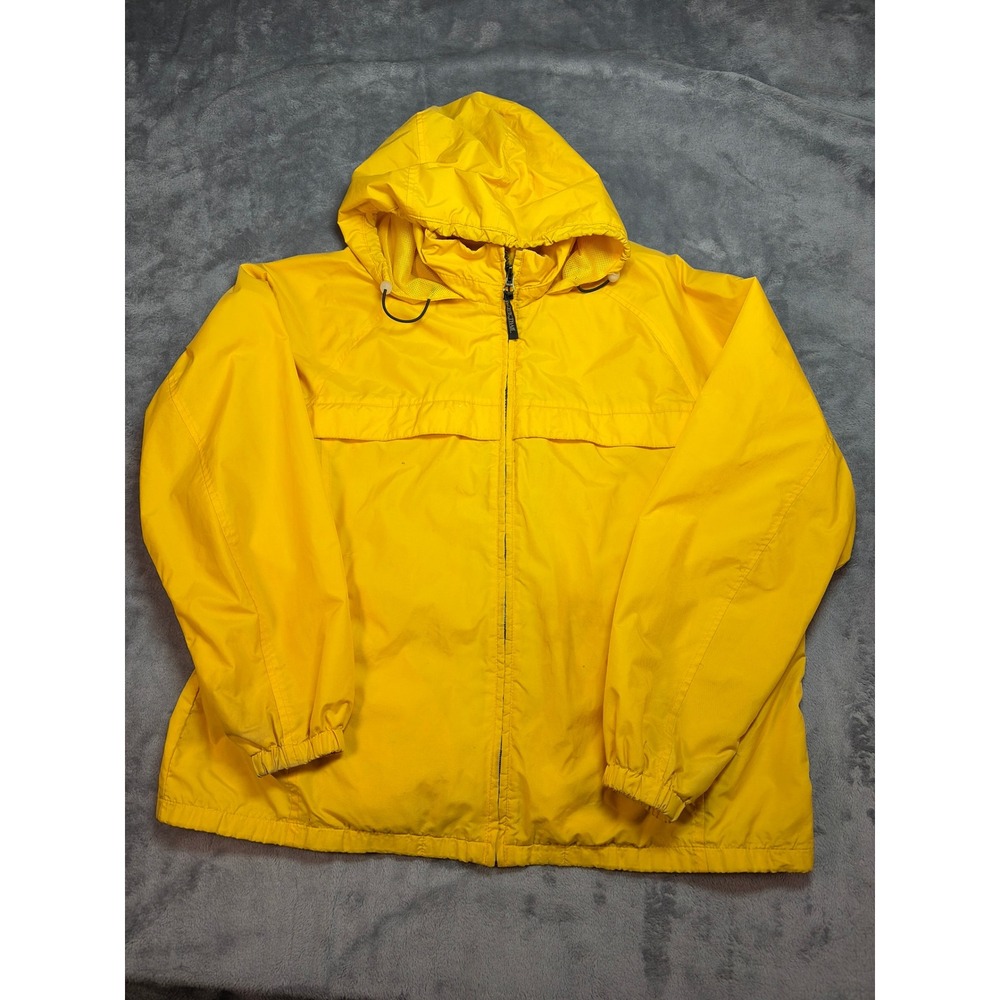 Pacific Trail Yellow Windbreaker Jacket Hooded Mesh Lined Women Large London Fog